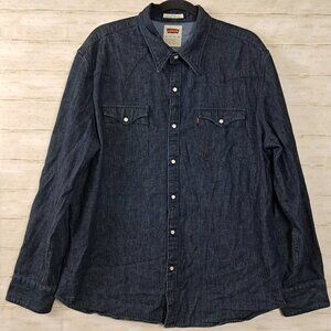 Levi's Denim Long Sleeve Western Pearl Snap Shirt XXL